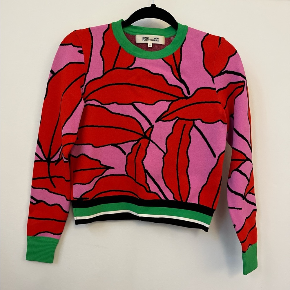 Diane Von Furstenberg Red and Pink Sweater